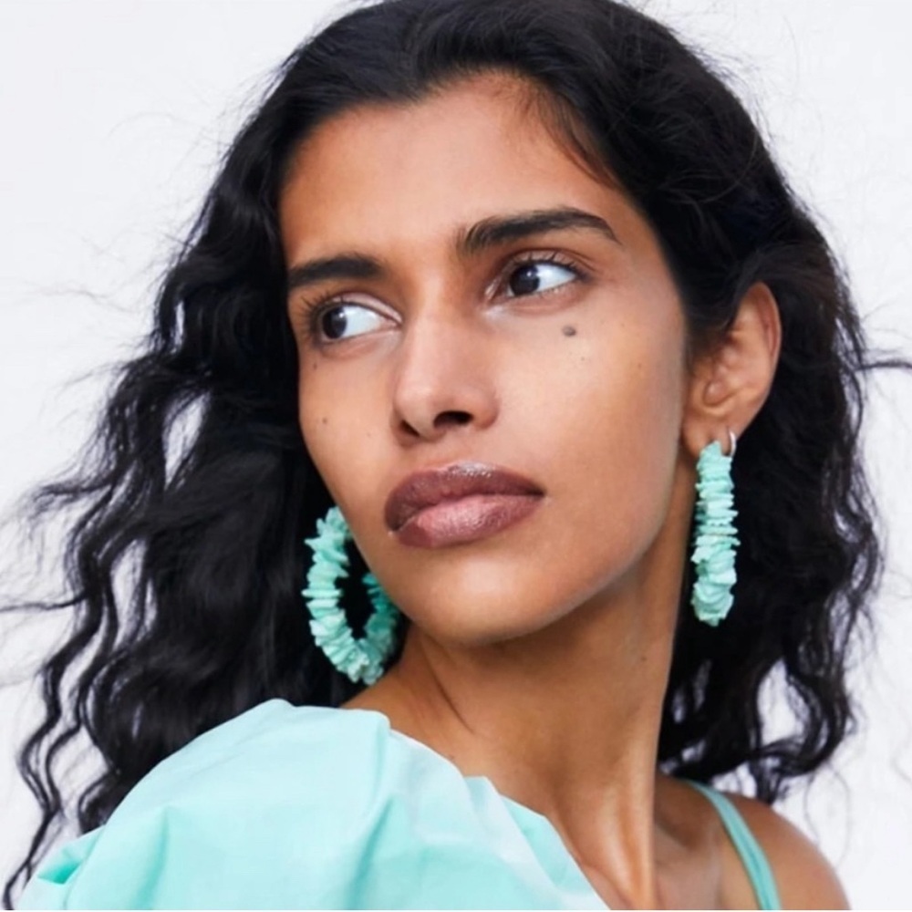 Turquoise Stone Hoop Earrings